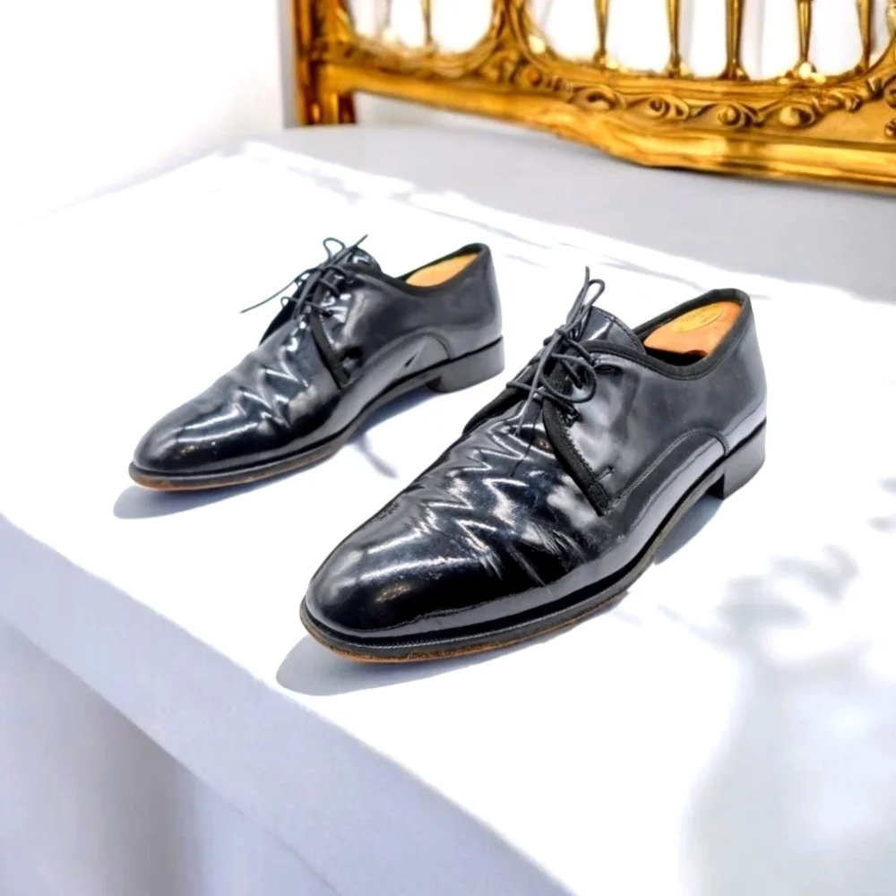 Black sz 10.5  Patent Leather Oxford Shoes By Pronto Uomo Firenze